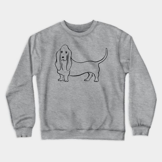 Cute Basset Hound Crewneck Sweatshirt by illucalliart